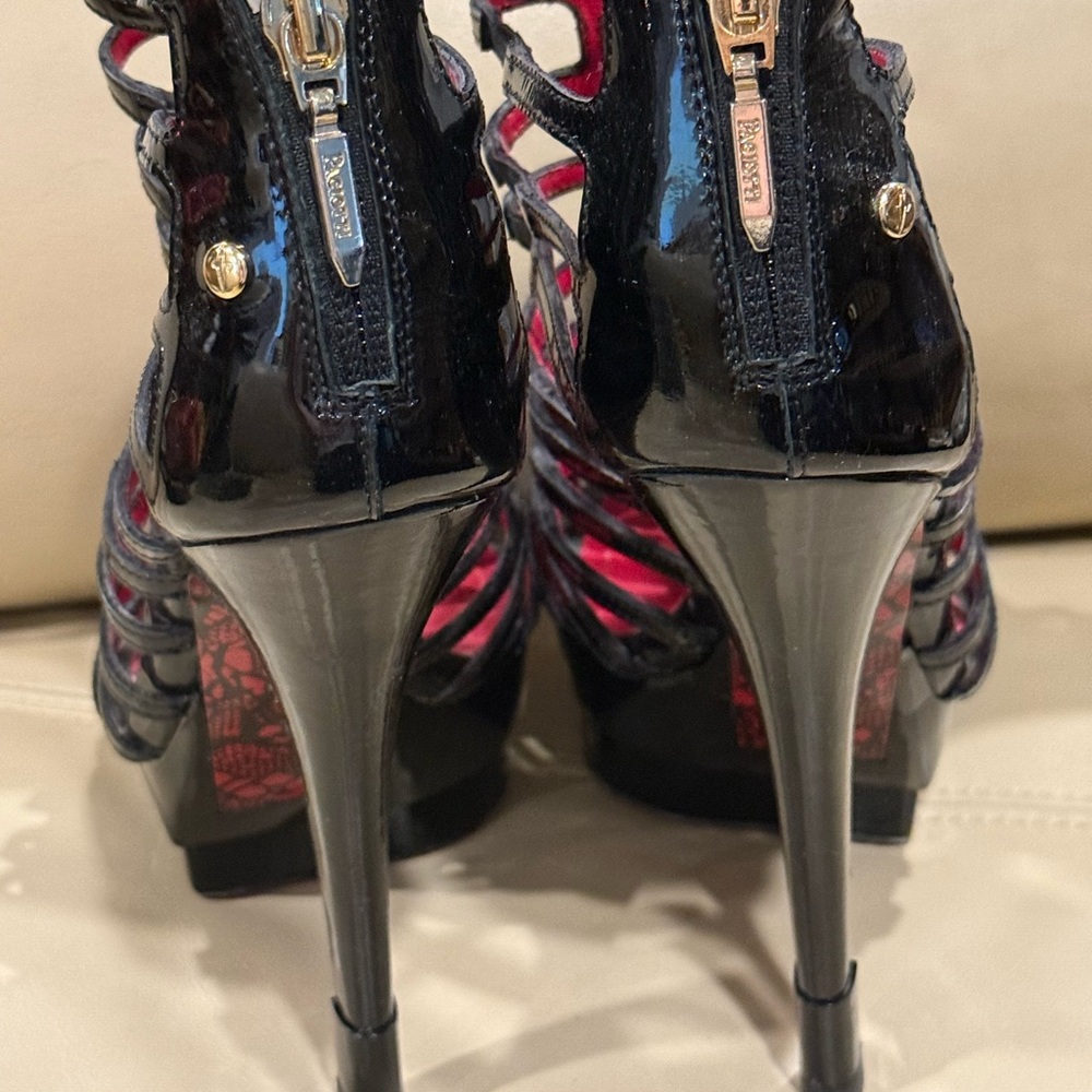 Cesare Paciotti caged black patent stiletto heels size 37 1/2 RARE ., - Picture 4 of 16